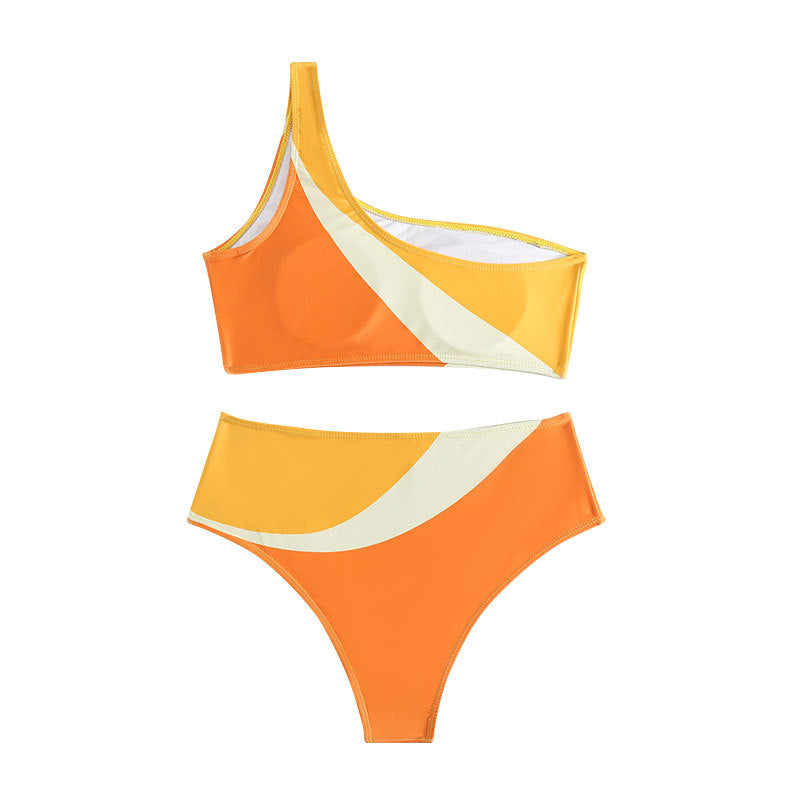 Damen Einseitiger Bikini mit farblich abgestimmtem Design