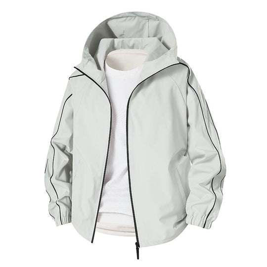 Herren Leichte Softshell-Outdoorjacke mit Kapuze, elastischen Bündchen und durchgehendem Reißverschluss Shop Nory