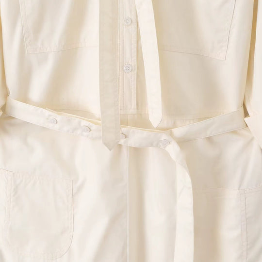 Damen Overall mit Schleifenkragen, Taillengürtel und weitem Bein Shop Nory