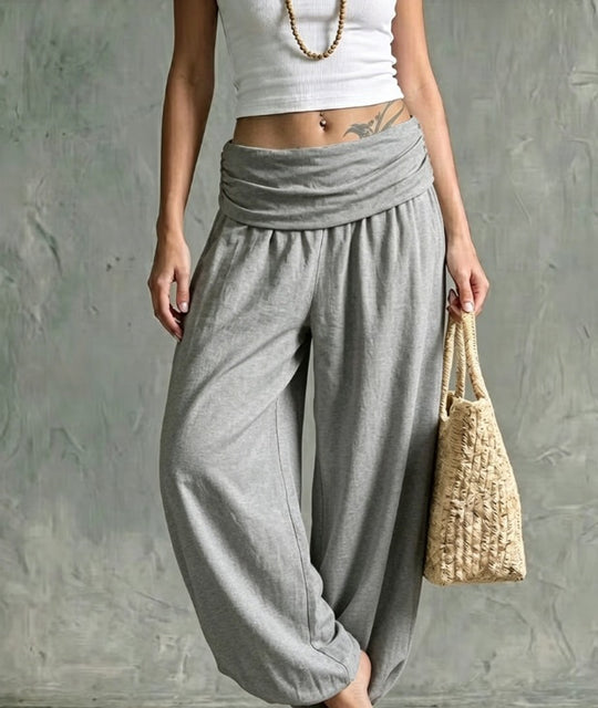 Damen Leichte Jersey-Haremshose mit Umschlagbund, weitem Bein und elastischen Knöchelabschlüssen Shop Nory