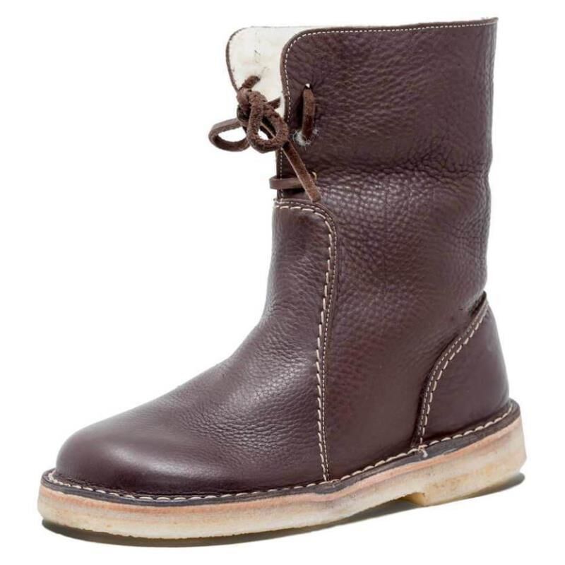 Damen Lederstiefel mit komfortablem Innenfutter und modischem Riemen Shopnory