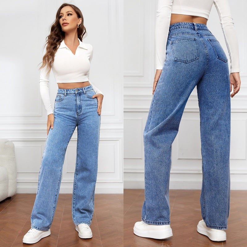 Damen Weit geschnittene Jeans mit hohem Bund und stylischem Schnitt