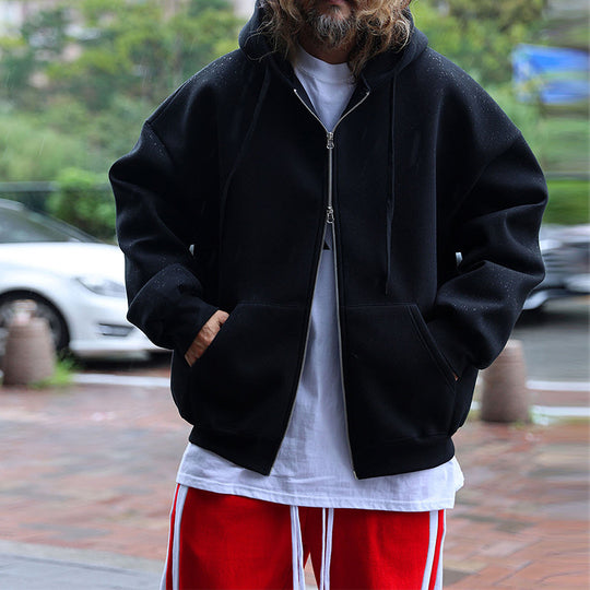 Herren Oversized Kapuzen-Zipjacke aus schwerem Fleece mit Kängurutaschen Shop Nory