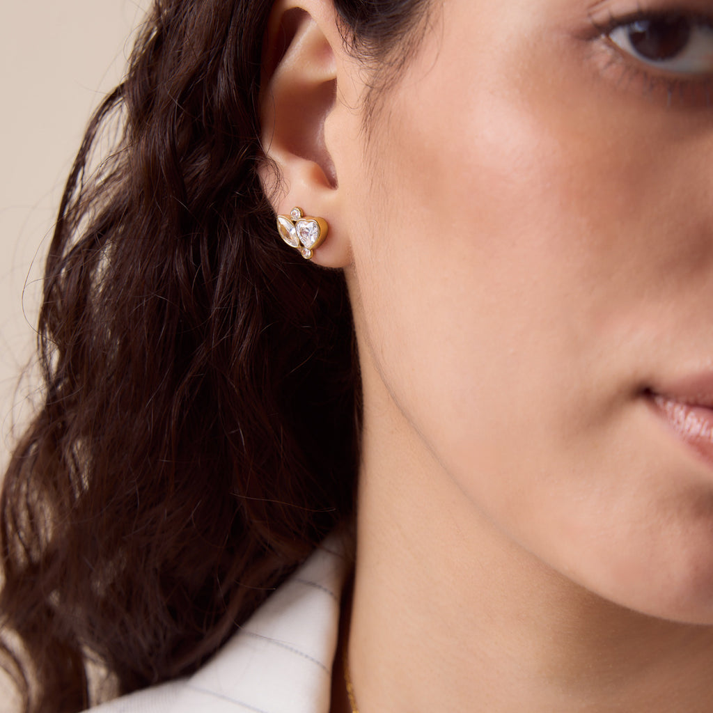 Damen Ohrhänger mit herzförmigem Kristallanhänger und eleganter Edelstahlverarbeitung Shop Nory
