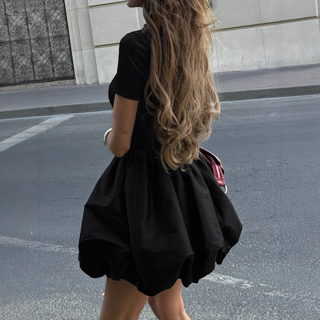 Damen Minikleid mit elegantem Stehkragen und voluminösem Rock