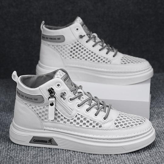 Herren High-Top Sneaker mit luftiger Mesh-Perforation, seitlichem Reißverschluss und dicker Profilsohle Shopy Nory