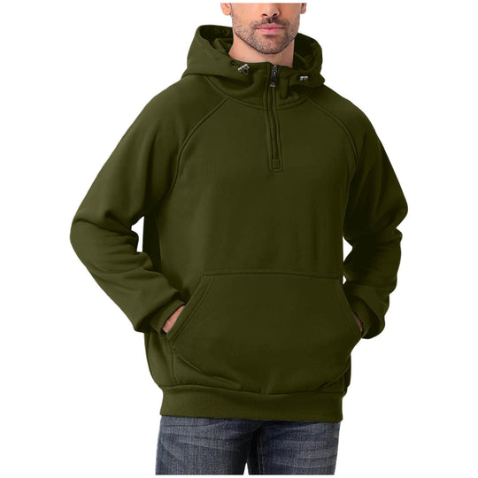 Herren Halbzip-Hoodie mit verstellbarer Kapuze, Kängurutasche und Raglanärmeln Shop Nory