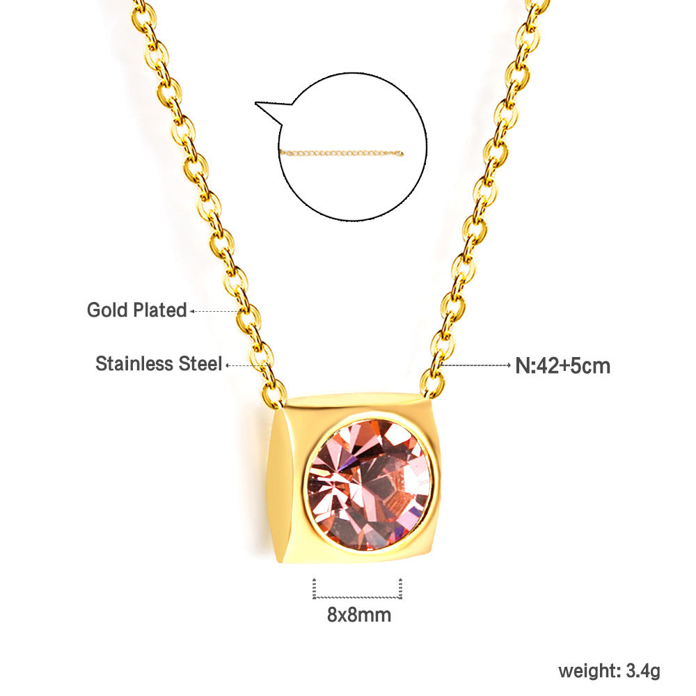 Damen Halskette mit quadratischem Anhänger und funkelndem Kristall Shop Nory
