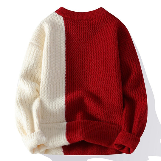 Damen Zweifarbiger Oversize-Strickpullover mit Ziernähten und Waffelstruktur Shop Nory