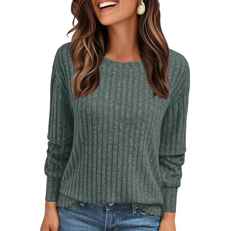 Damen Strukturiertes Rippstrick-Sweatshirt mit Chenille-Optik und lockerer Passform Shop Nory