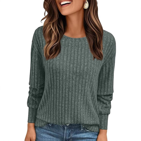 Damen Strukturiertes Rippstrick-Sweatshirt mit Chenille-Optik und lockerer Passform Shop Nory