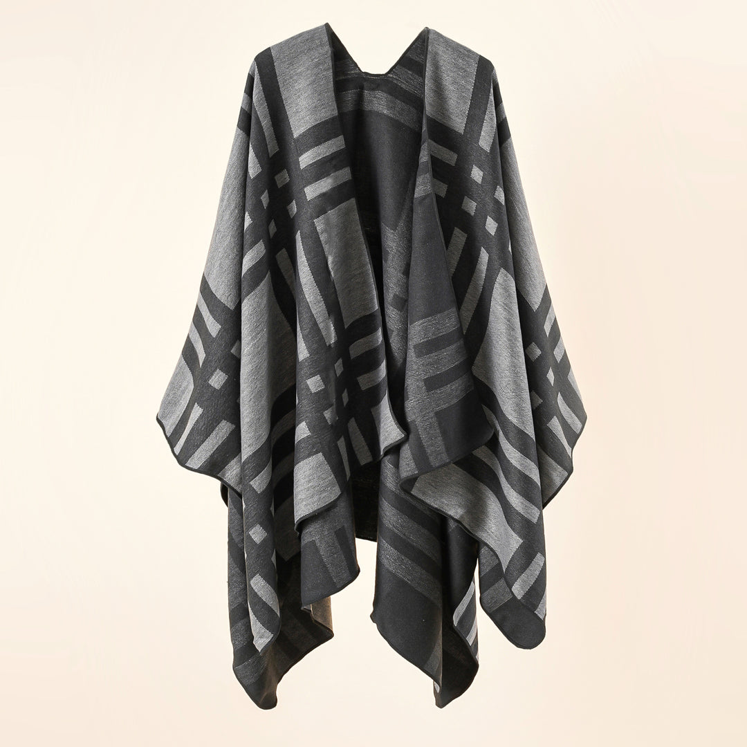 Damen Feiner Jacquard-Kimono-Umhang mit kontrastierter Kettelkante Shop Nory