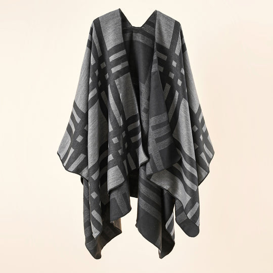 Damen Feiner Jacquard-Kimono-Umhang mit kontrastierter Kettelkante Shop Nory