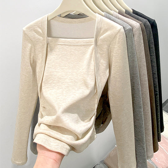 Damen Elegantes Langarmoberteil mit quadratischem Ausschnitt Shop Nory