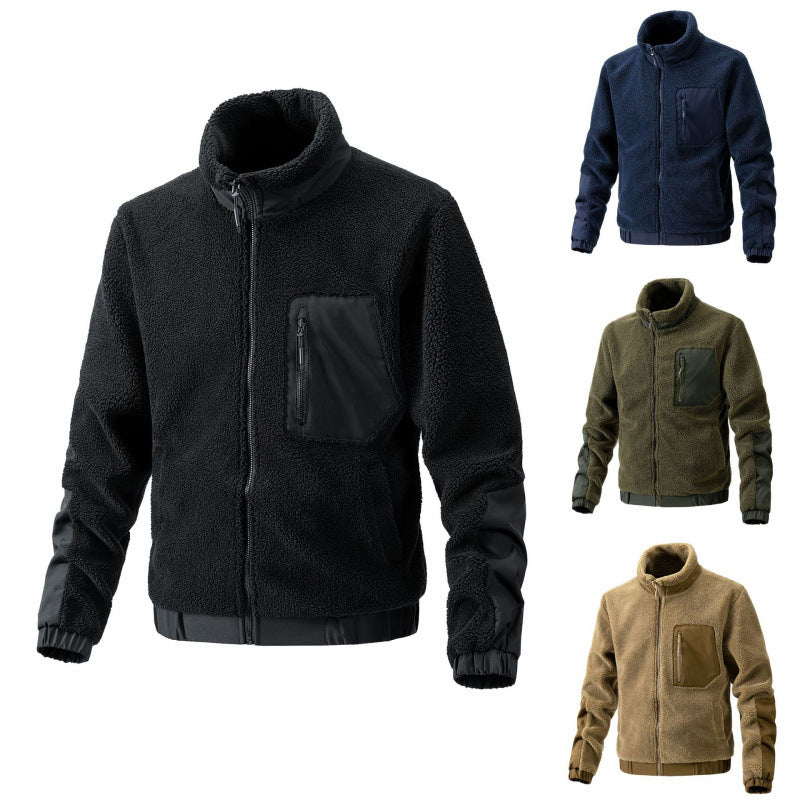 Herren Fleecejacke mit hochgeschlossenem Kragen und seitlichen Reißverschlusstaschen