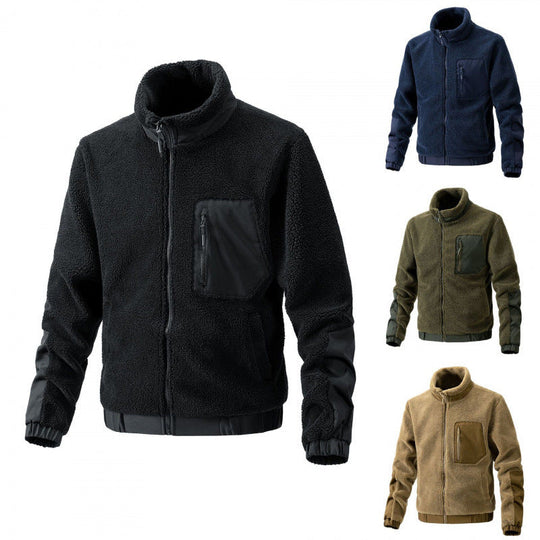 Herren Fleecejacke mit hochgeschlossenem Kragen und seitlichen Reißverschlusstaschen