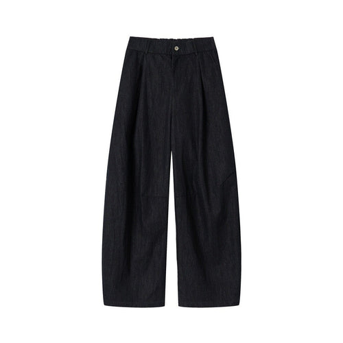 Damen Hochtaillierte weite Culotte-Hose aus Denim‑Mix mit Bundfalten und Knopfverschluss Shop Nory