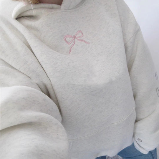 Damen-Hoodie mit floralem Stickdesign und bedrucktem Kapuzenfutter Shop Nory