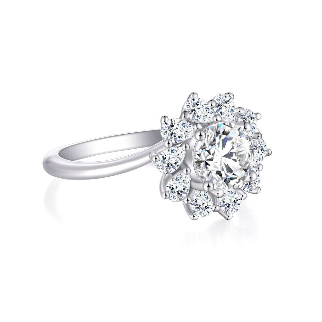 Damen Deluxe Blumenkreisring mit funkelnden Zirkonia-Steinen Shop Nory