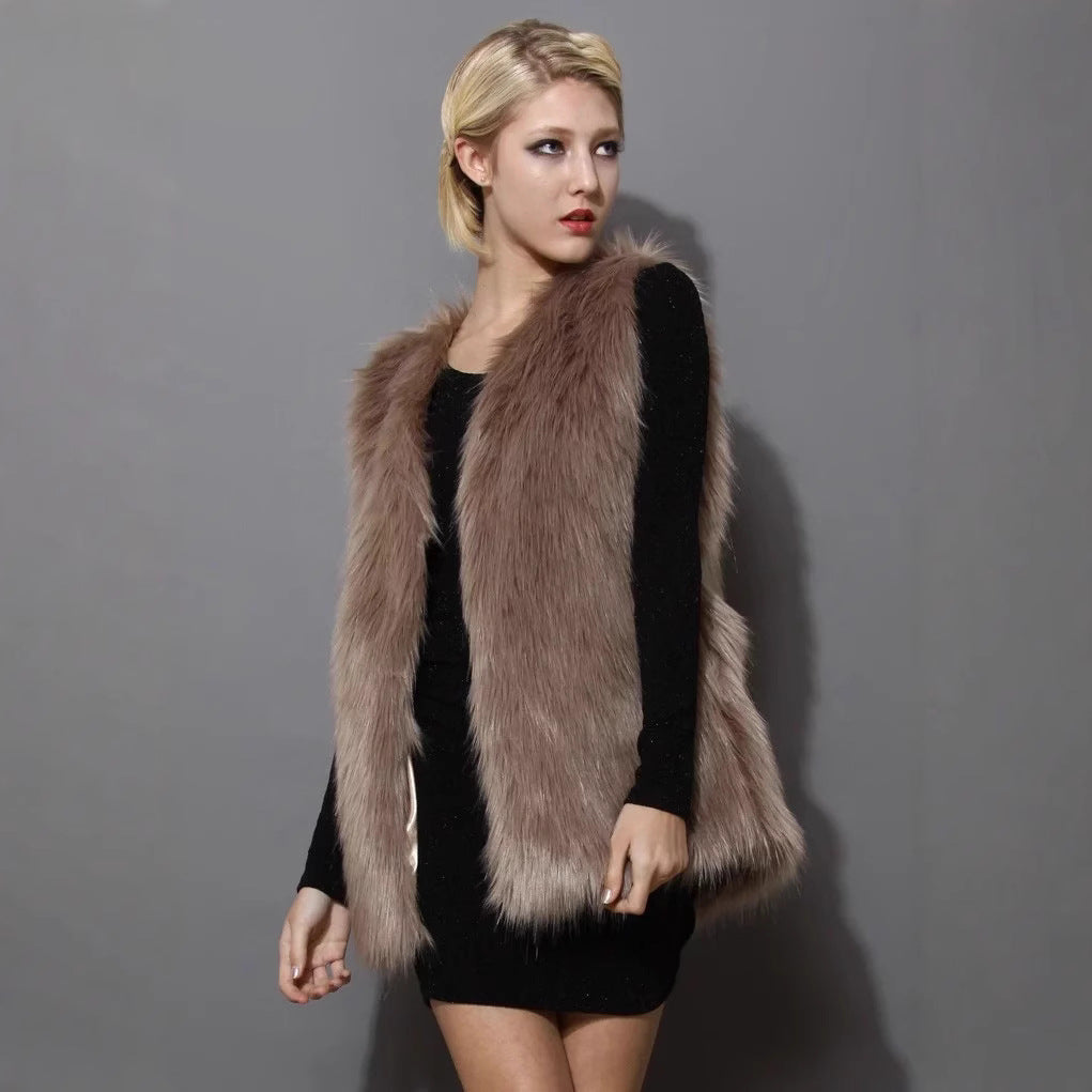 Damen Ärmellose Shaggy Kunstpelz‑Weste mit langem Flor und offener Front Shop Nory