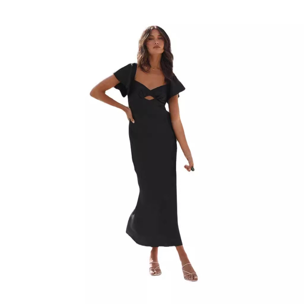 Damen Maxikleid mit raffiniertem Cut-Out-Detail und voluminösen Ärmeln