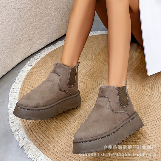 Damen Gefütterte Chelsea-Winterbooties mit elastischem Einsatz und Teddyfellfutter Shop Nory