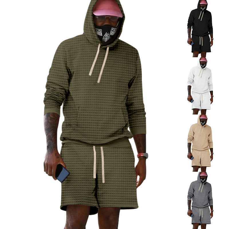 Herren Sportiv gestepptes Hoodie- und Shorts-Set