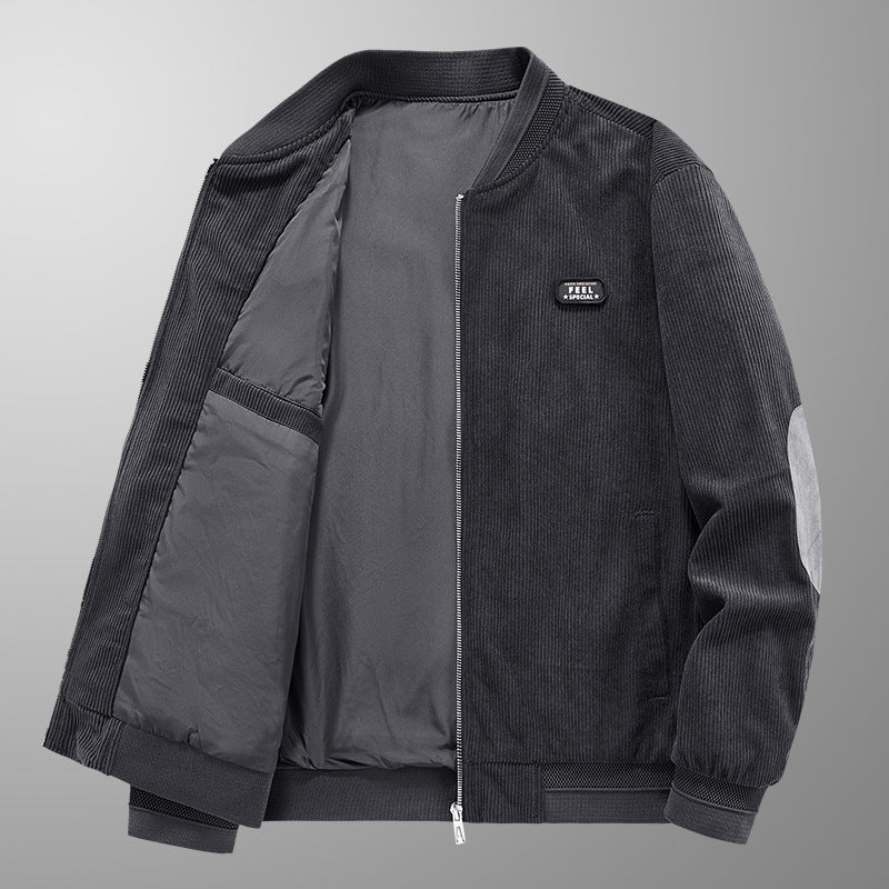 Herren Cord-Blouson im Bomberstil mit Ellbogenpatches und verdeckter Innentasche Shop Nory