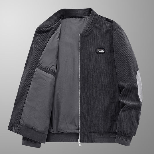 Herren Cord-Blouson im Bomberstil mit Ellbogenpatches und verdeckter Innentasche Shop Nory
