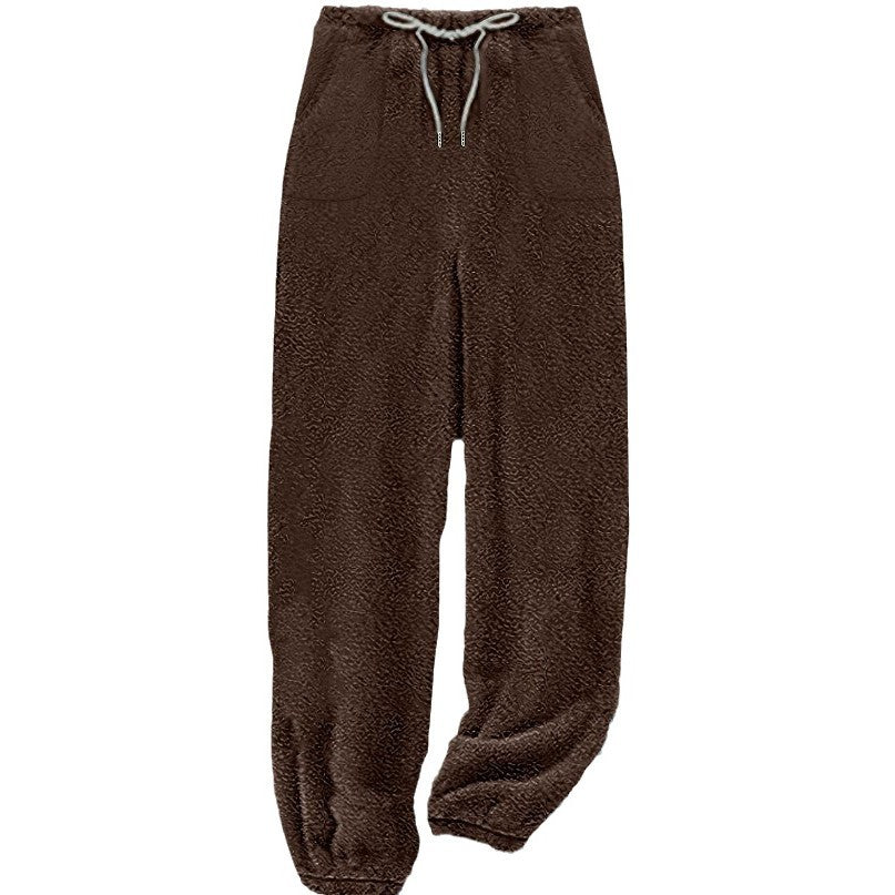 Damen nan kuschelige Sherpa-Fleece Loungehose mit Kordelzug, hoher Taille und elastischen Bündchen Shop Nory