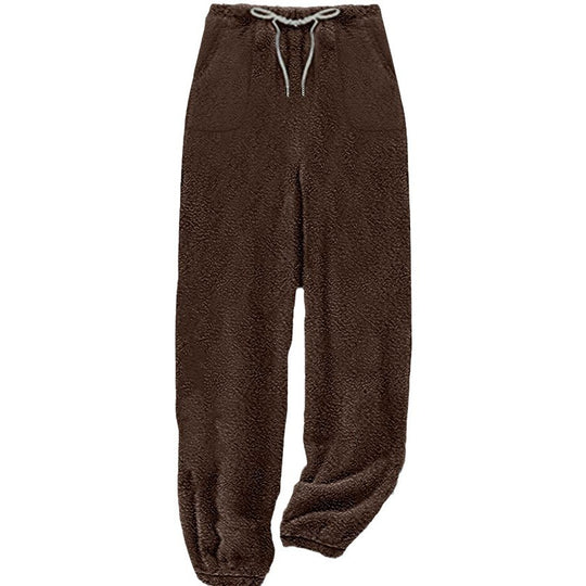 Damen nan kuschelige Sherpa-Fleece Loungehose mit Kordelzug, hoher Taille und elastischen Bündchen Shop Nory