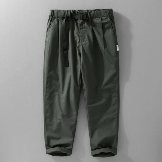 Herren Relaxte Baumwollhose mit elastischem Bund, integrierter Webbing-Gürtel und konischem Bein Shop Nory