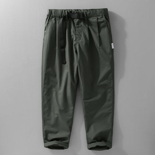 Herren Relaxte Baumwollhose mit elastischem Bund, integrierter Webbing-Gürtel und konischem Bein Shop Nory
