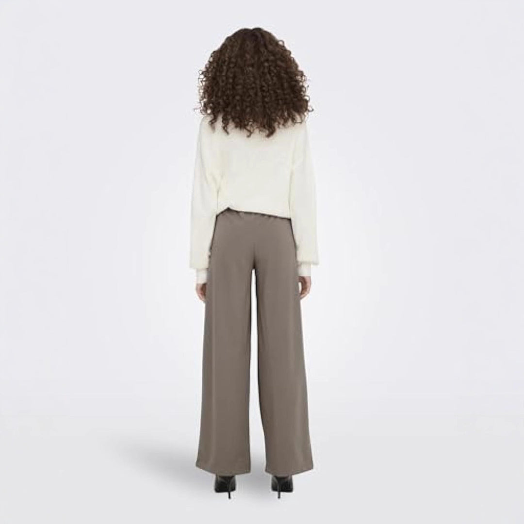 Damen High-Waist Culottehose mit Zierknopf-Bund und weitem Bein Shop Nory