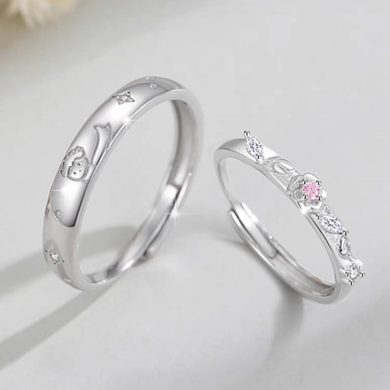 Damenring mit floralem Rosendesign und funkelnden Zirkonia Shop Nory