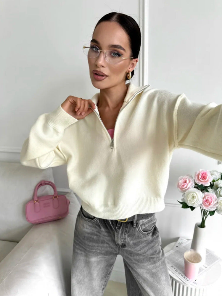 Damen Modischer Pullover mit praktischem Halbreißverschluss Shop Nory