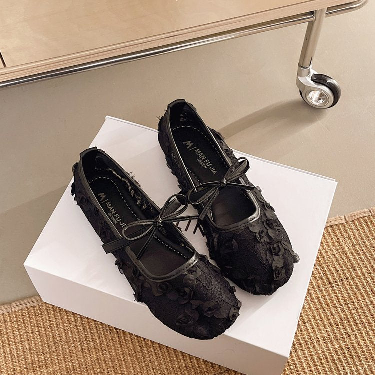Damen Ballerinas mit floralem Spitzen-Design