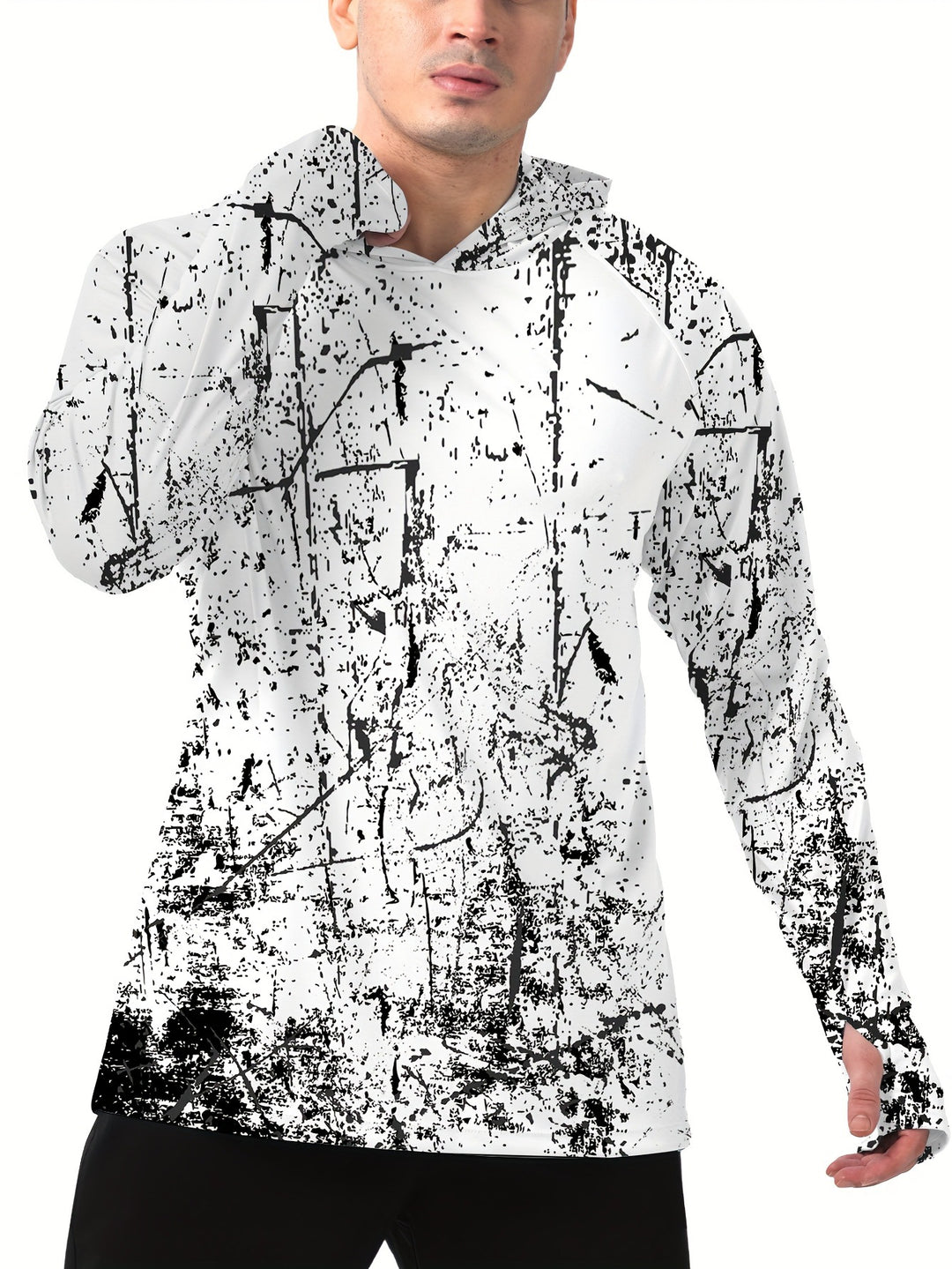 Herren Sportlicher Kapuzenpullover mit abstraktem Druck
