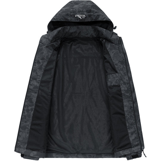 Herren Leichte Outdoor-Jacke mit Kapuze und Print Shop Nory