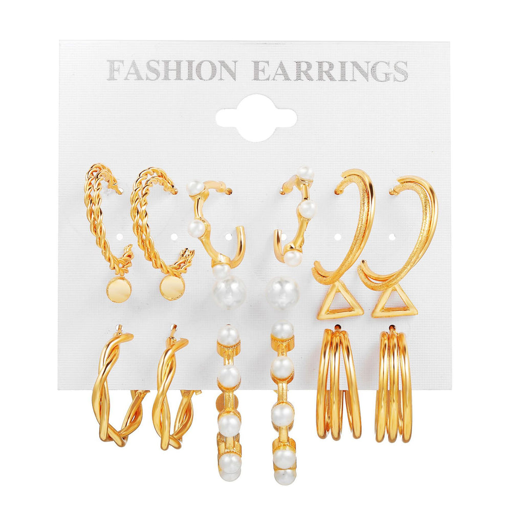 Damen Ohrringe Set mit elegantem Perlendesign und funkelnden Goldakzenten Shop Nory