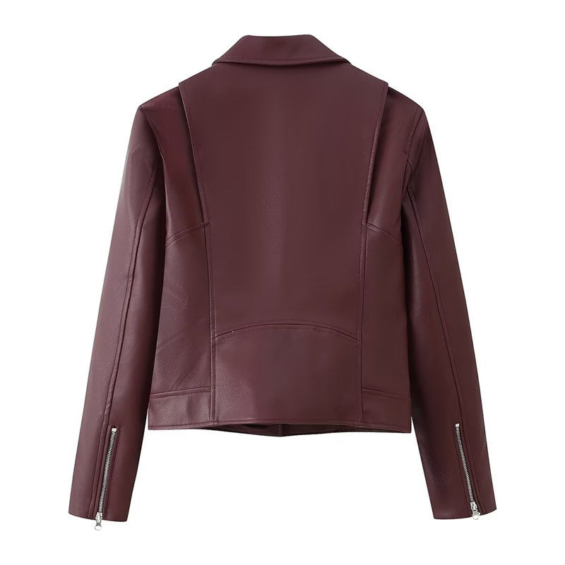 Damen Bikerjacke aus veganem Leder mit asymmetrischem Reißverschluss Shop Nory
