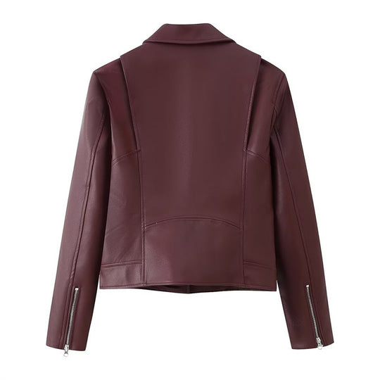 Damen Bikerjacke aus veganem Leder mit asymmetrischem Reißverschluss Shop Nory