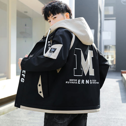 Herren Oversize-Windbreaker mit Kapuze, sportlichem Frontprint und Kontrastpanelen Shop Nory