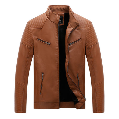 Herren schlanker Kunstleder-Moto-Blouson mit gesteppten Schulter- und Ärmelpaneelen Shop Nory