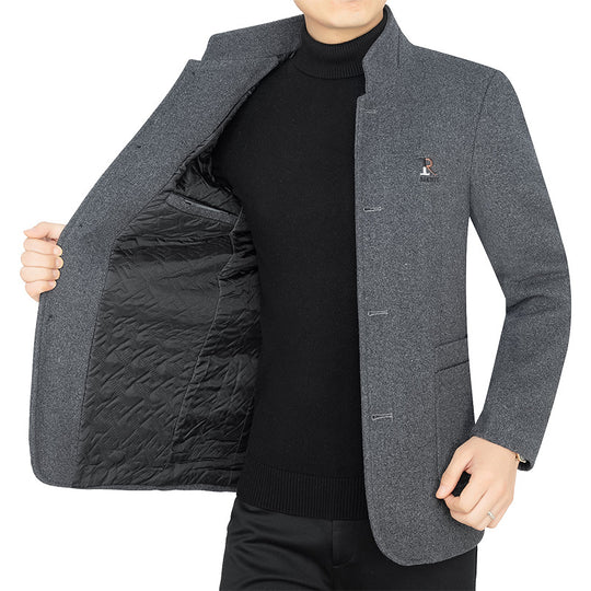 Herren Eleganter Wollmix-Kurzmantel im Mandarin-Kragen mit gesteppter Thermo-Innenfütterung Shop Nory