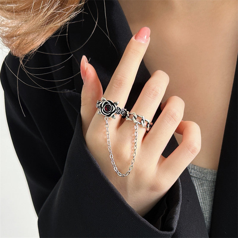 Damen Gothic-Stil Fingerhandschellen mit Rosenmuster Shop Nory