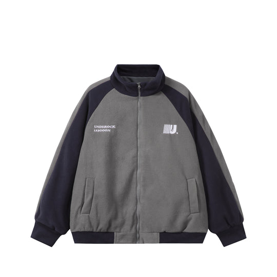 Unisex Boxy-Fleecejacke mit Frontreißverschluss, Stehkragen und Pattentaschen Shop Nory