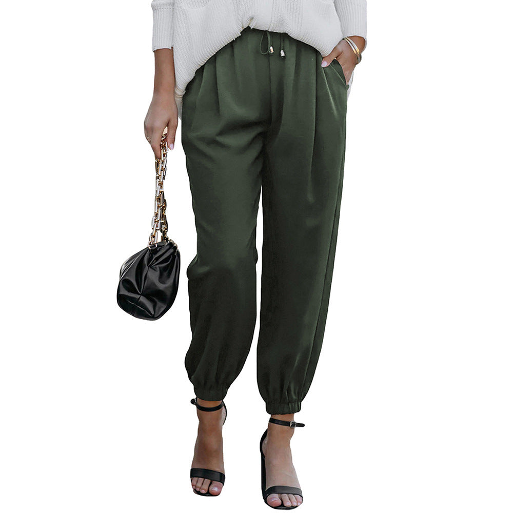 Damen Lässige Freizeithose mit Elastischem Bund und Praktischen Taschen
