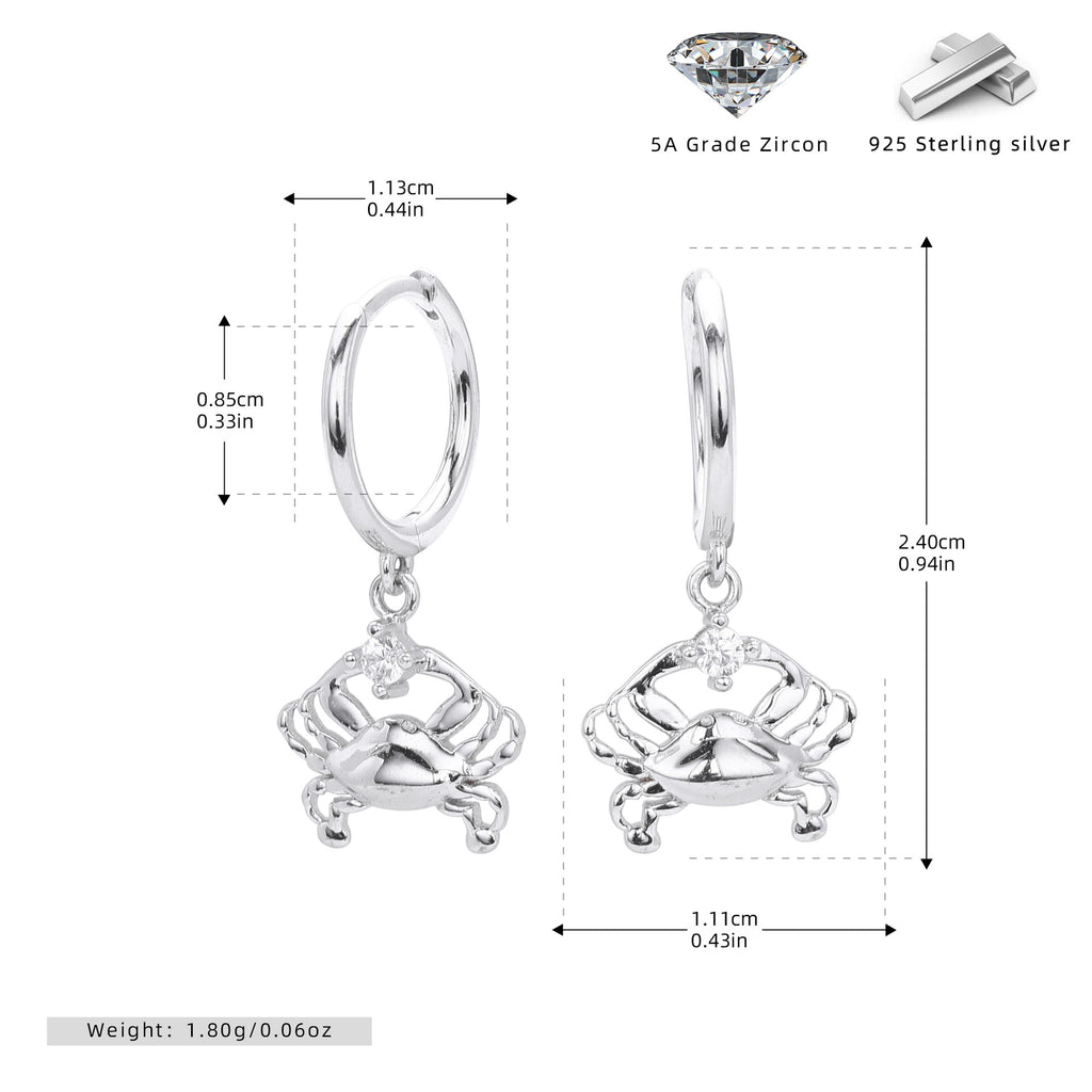 Damen Ohrhänger mit elegantem Krebsdesign aus hochwertigem 925 Sterling Silber Shop Nory