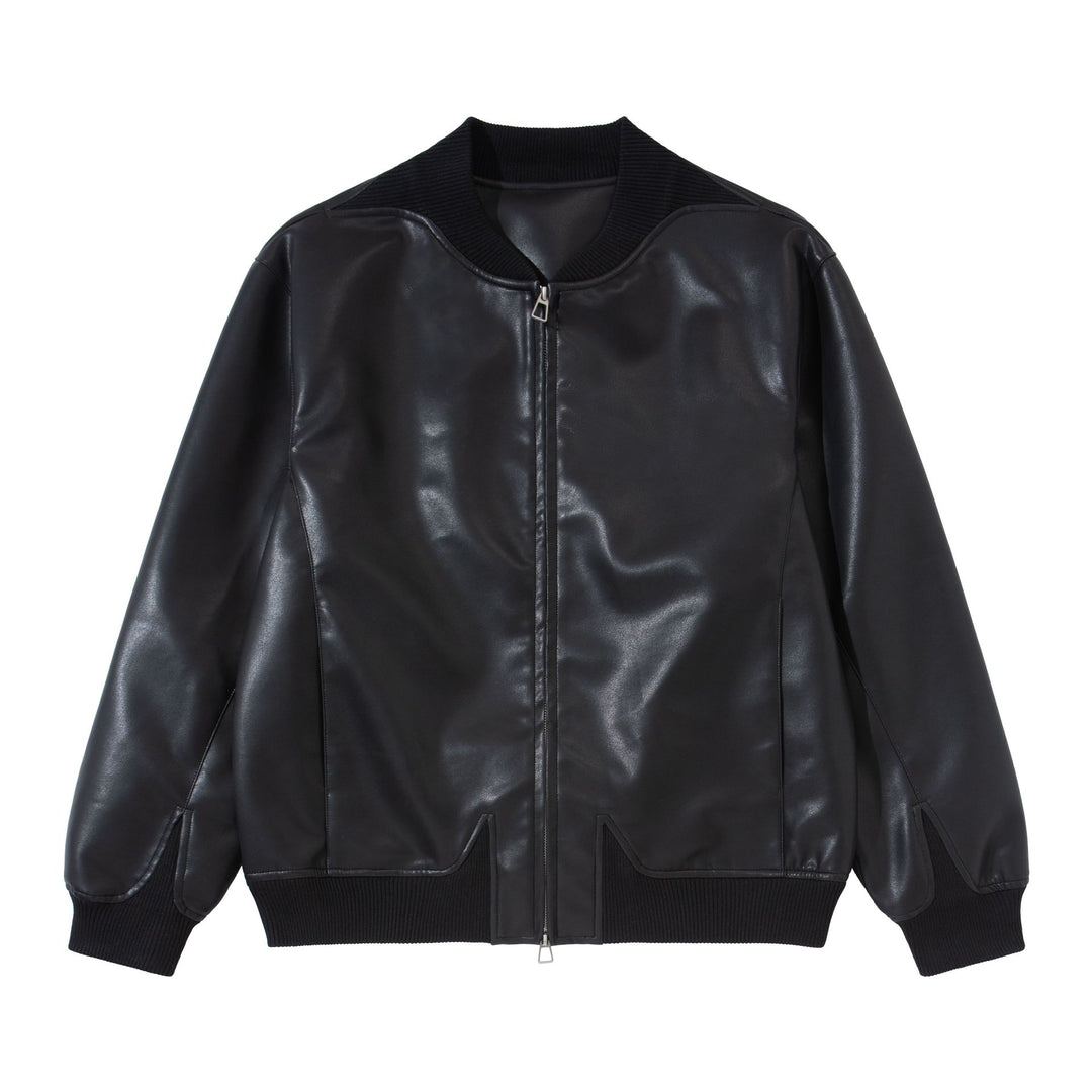 Herren Glattleder‑Bomberjacke mit nahtverdeckter Front und elastischen Rippenbündchen Shop Nory